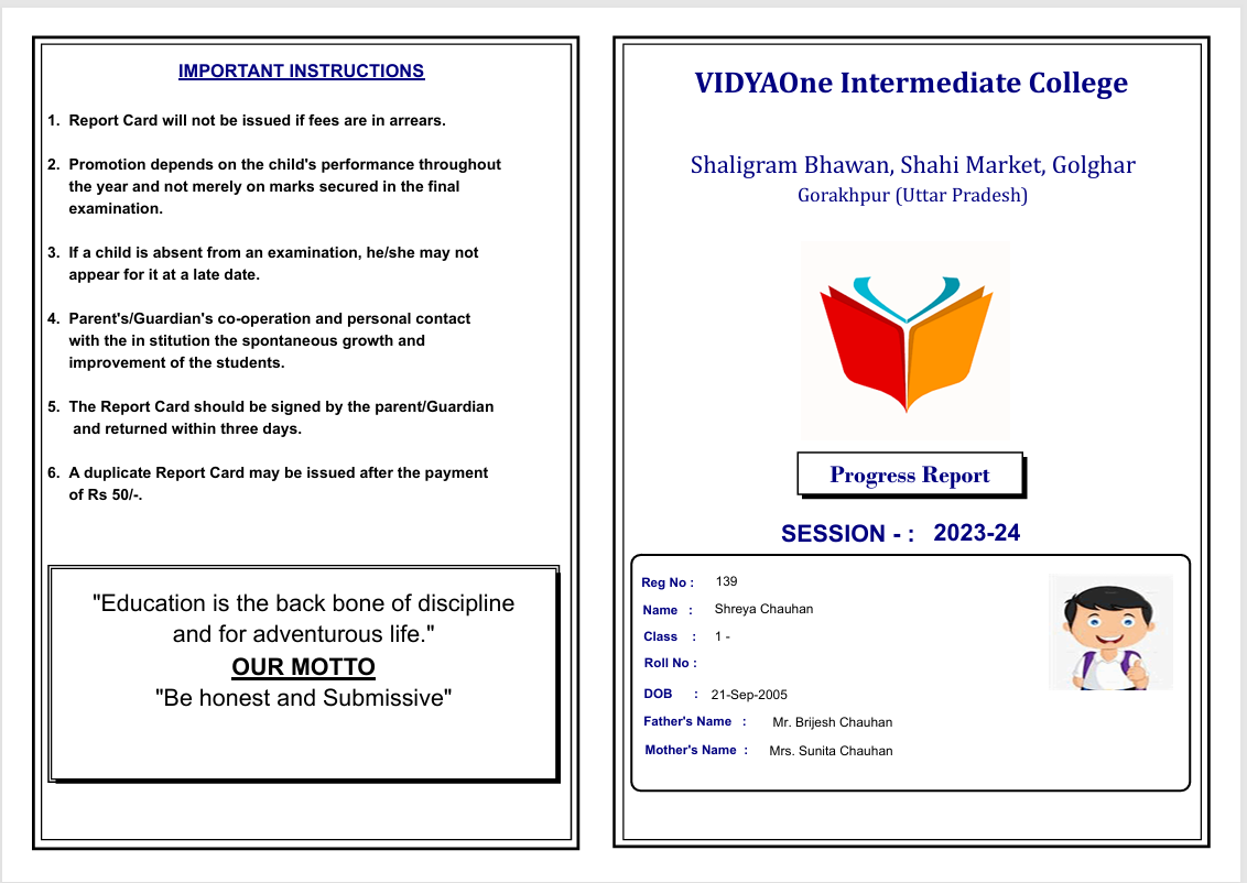 MARKSHEET045 Front